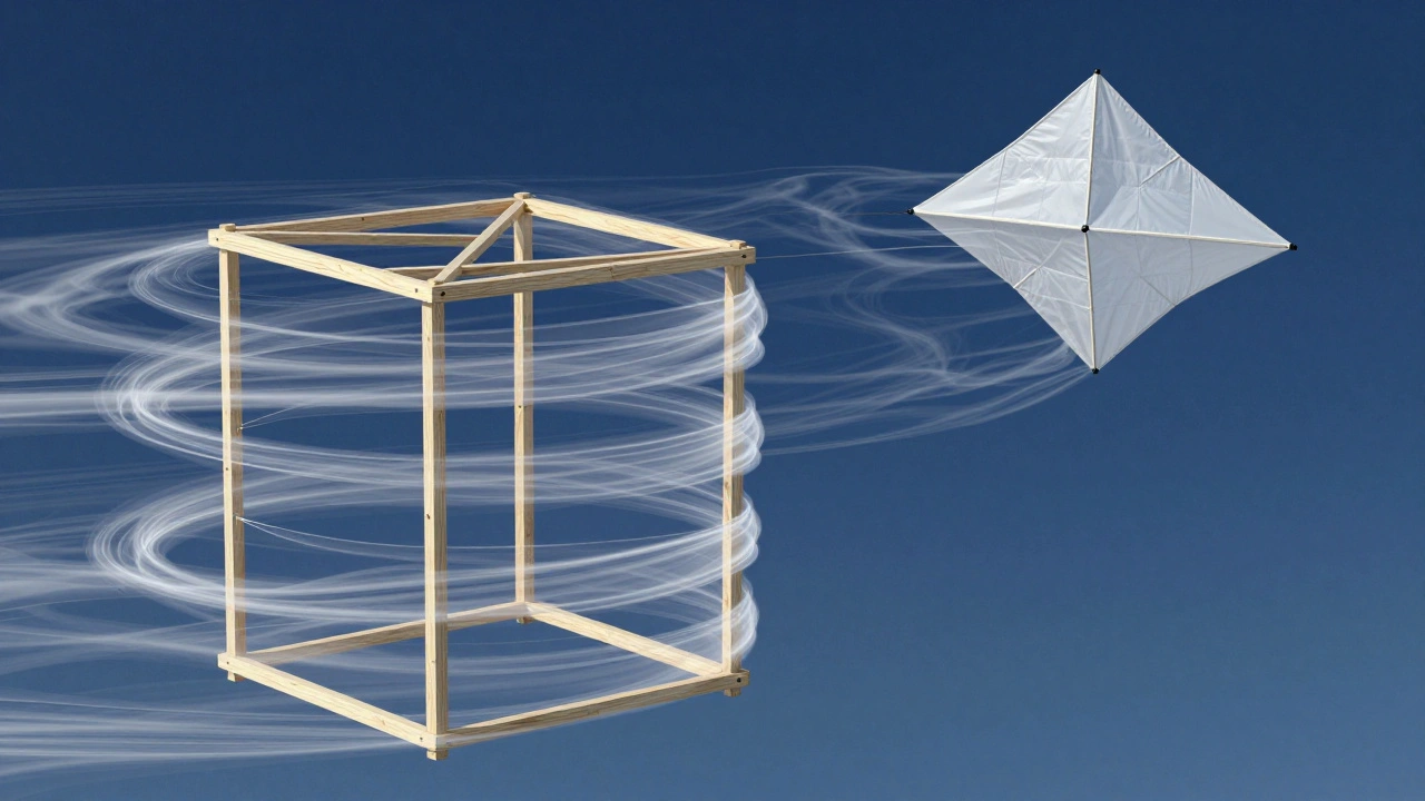 Sturdy box kite frame enduring turbulent airflow patterns