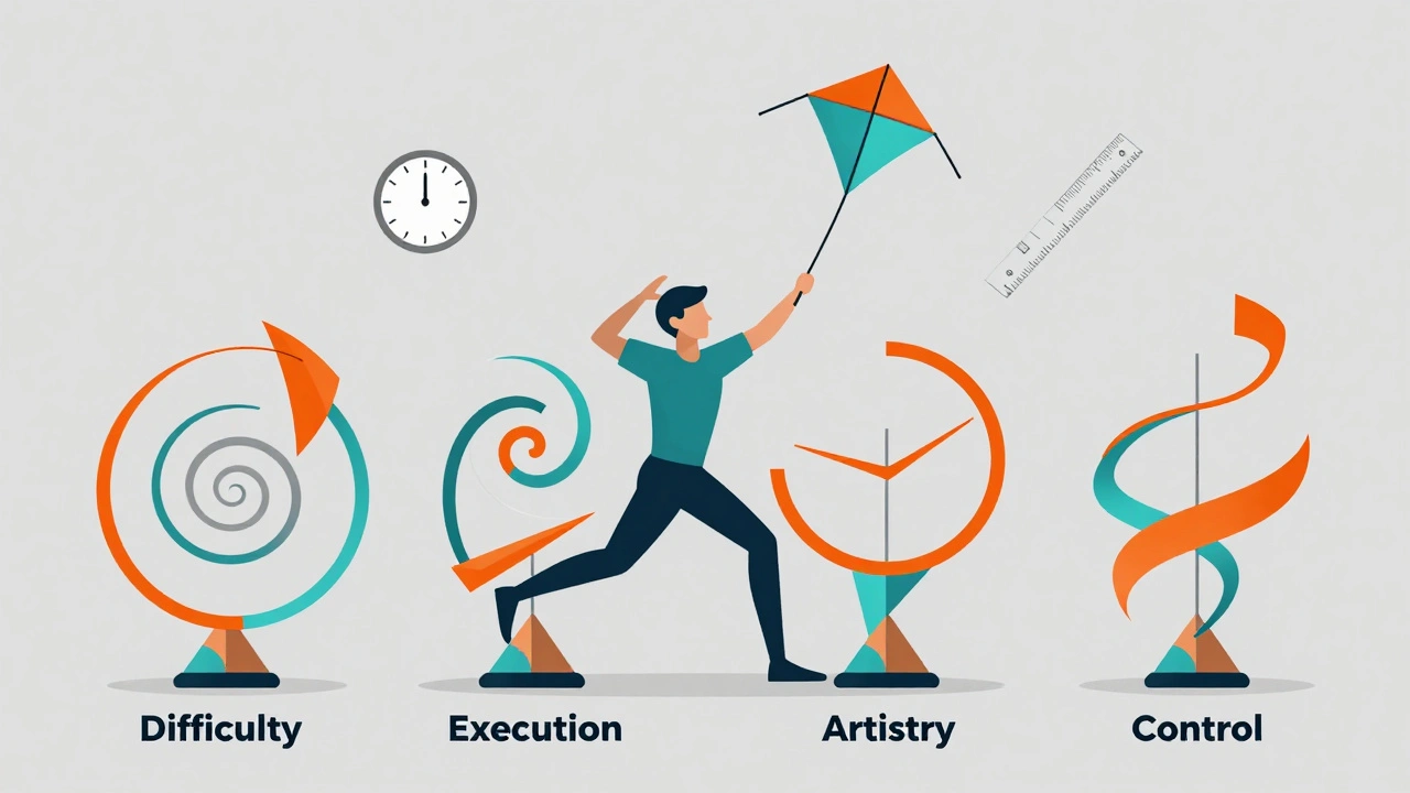 Artistic representation of indoor kite judging criteria