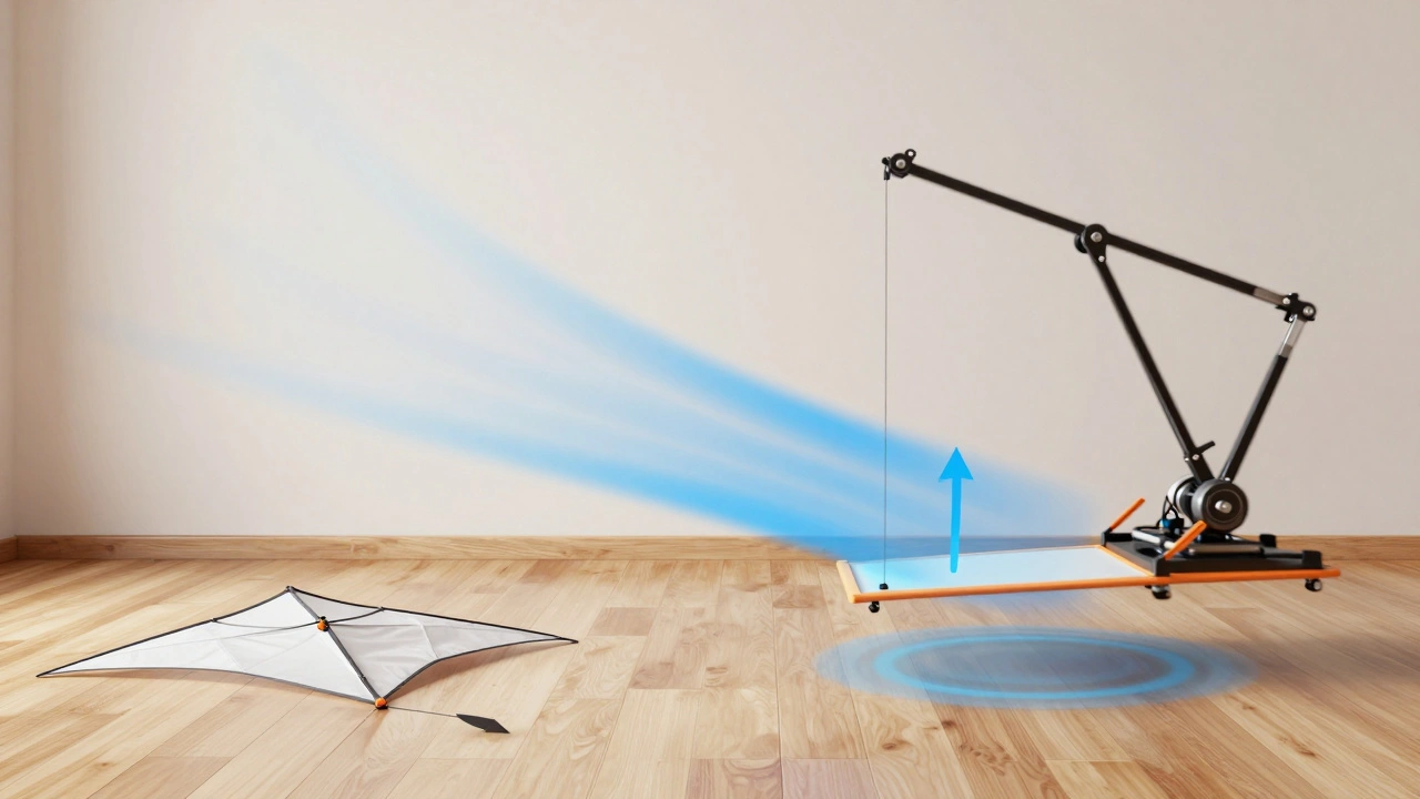 Comparison of deflated kite vs mechanical swing arm flight