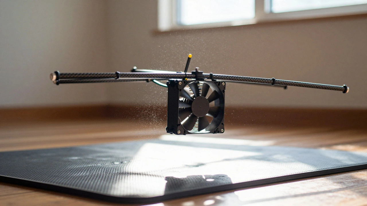 DIY fan-powered carbon fiber kite frame hovering