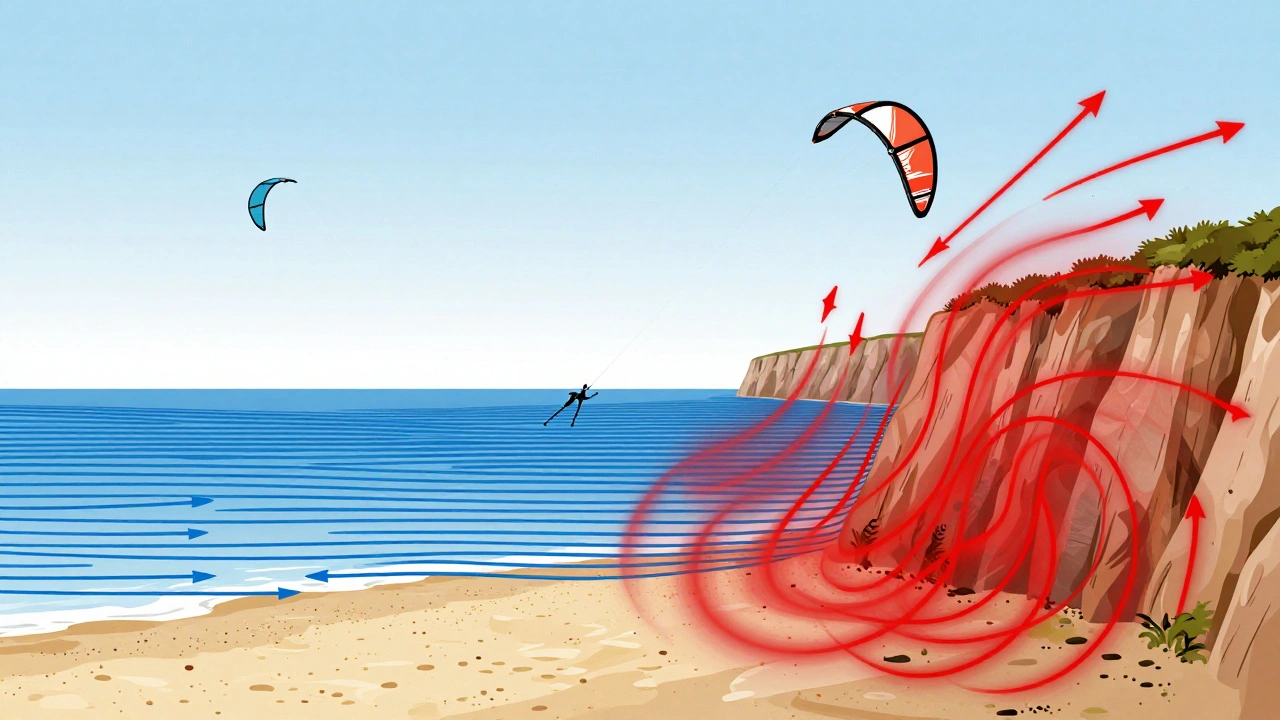 Illustration comparing smooth laminar wind vs turbulent air near obstacles