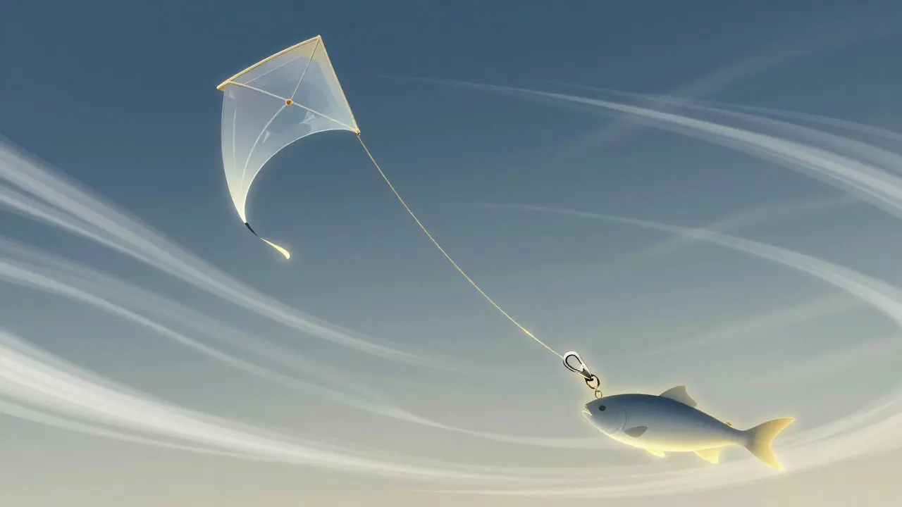 Artistic visualization of wind, line tension, and release