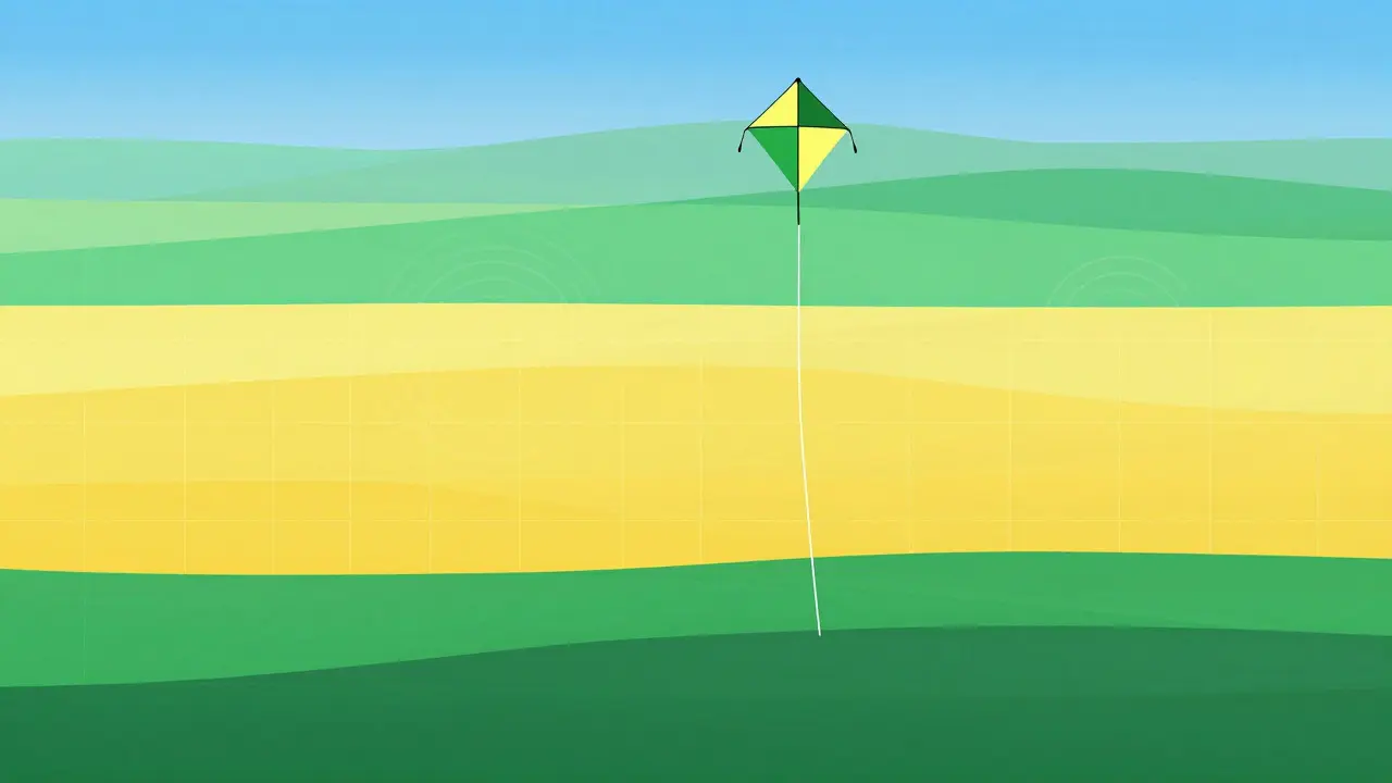 Illustration of layered airspace classes with a kite ascending