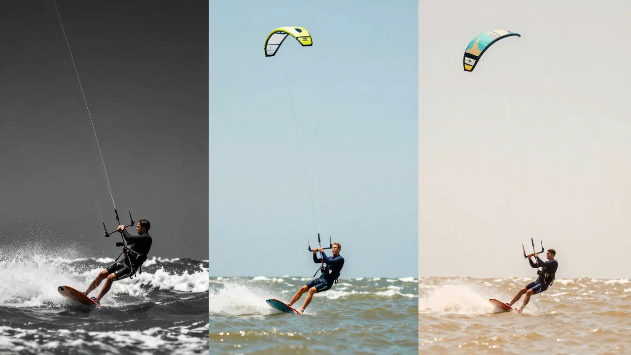 Triptych illustration comparing the flight arcs and effects of short, standard, and long kite lines.