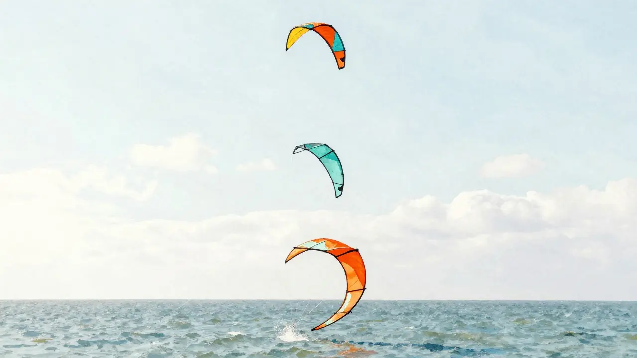 Watercolor illustration showing three kites at different altitudes representing priority levels
