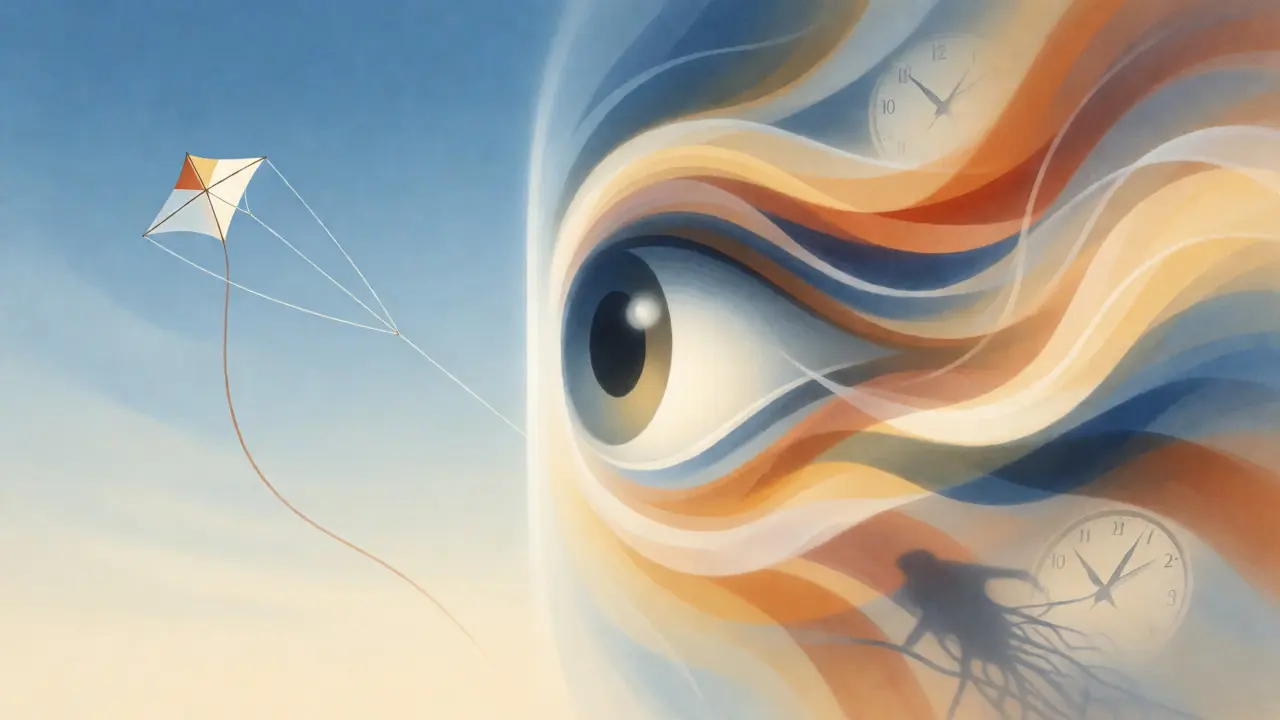 Abstract concept illustrating the balance of technical skill and artistic flow in kite judging.