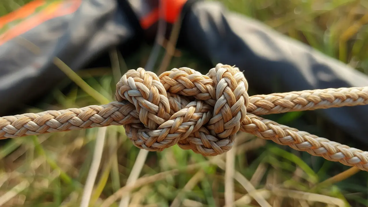 Close-up of a secure Double Fisherman's Knot