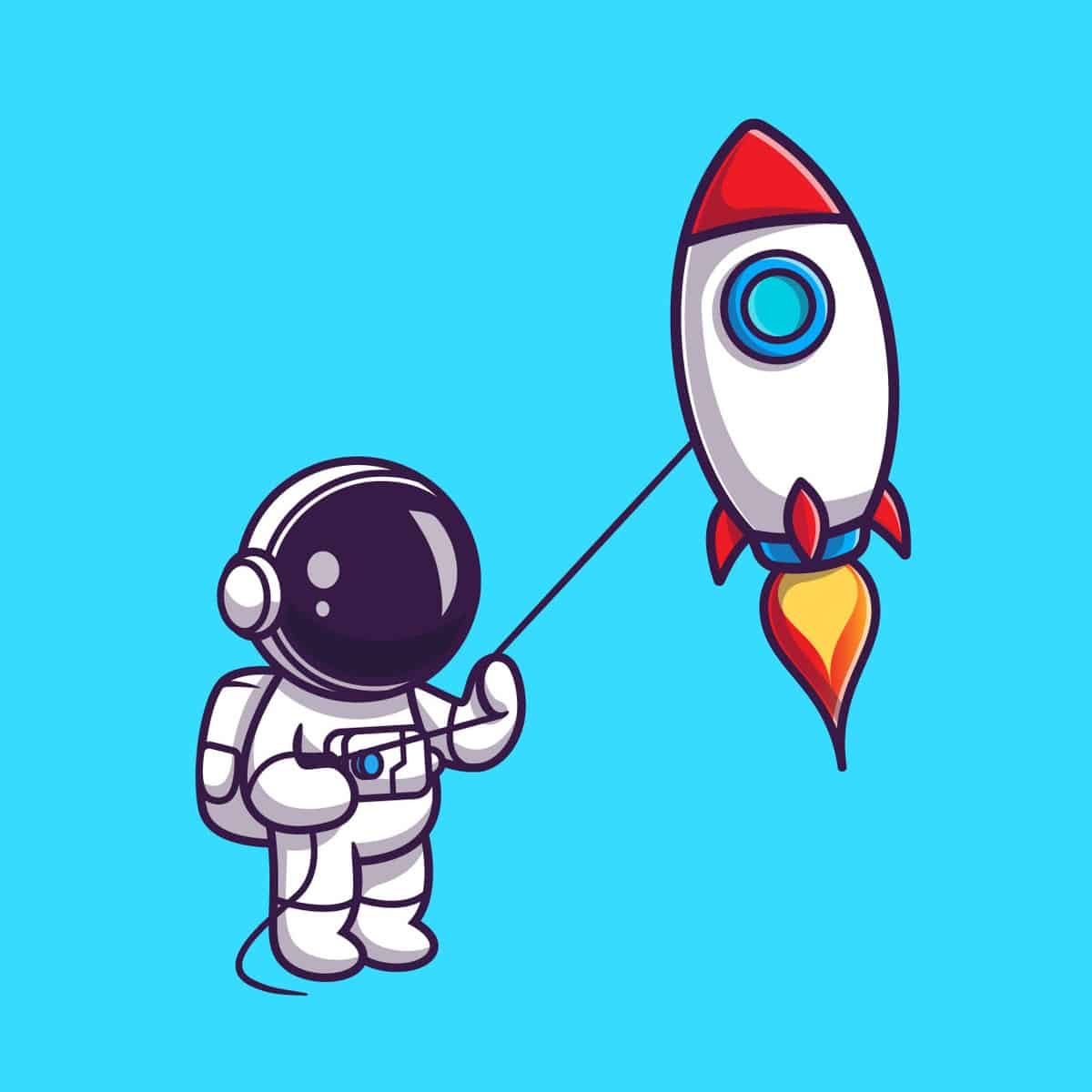 Space suit cartoon flying rocket shaped kite